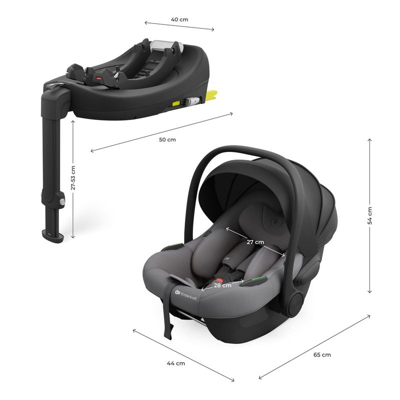 Jucarii, Copii si Bebe - Carucioare si articole de transport - Scaune auto copii - Scoica auto Kinderkraft i-lite cu baza endura safe fx grey - Infinity.ro