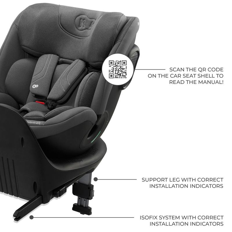 Jucarii, Copii si Bebe - Carucioare si articole de transport - Scaune auto copii - Scaun auto Kinderkraft xrider 2 i-size 40-150 cm grey - Infinity.ro