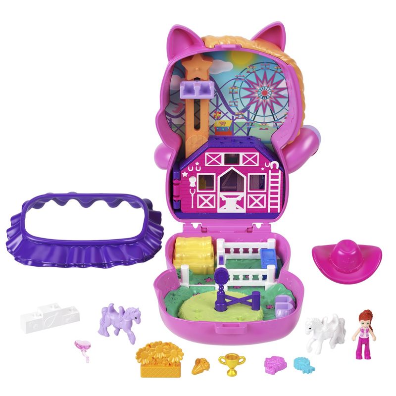Jucarii, Copii si Bebe - Jucarii si jocuri - Jucarii de rol - Frumusete, bijuterii si accesorii fetite - Polly pocket set gentuta animalut ponei la rodeo cu accesorii - Infinity.ro