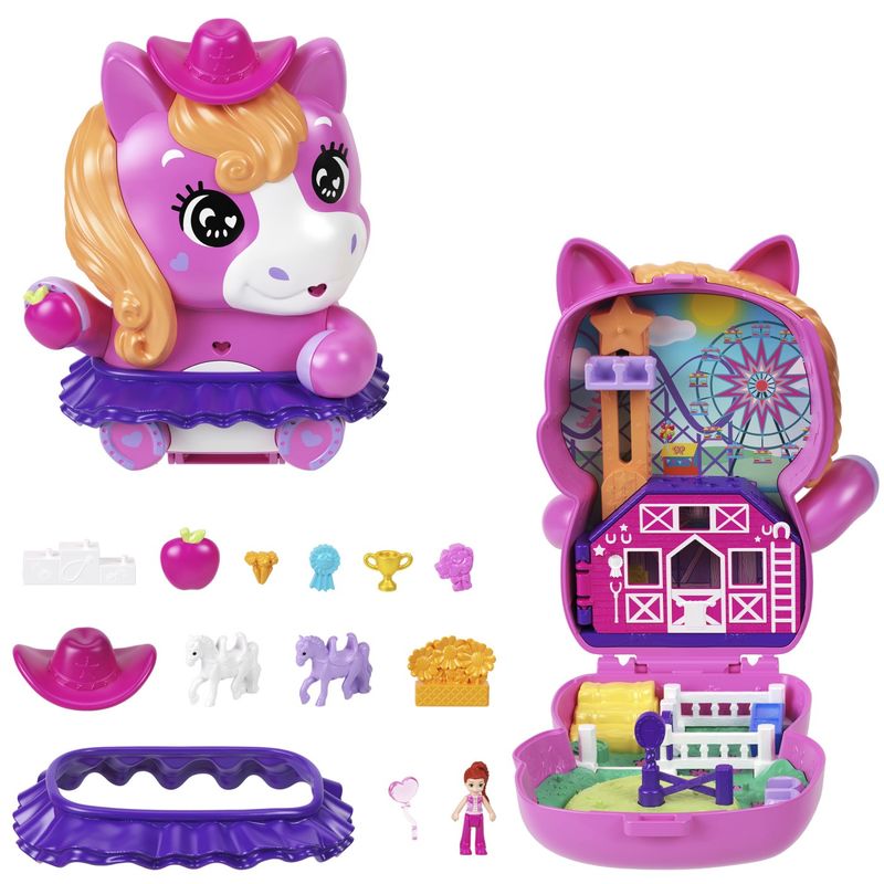 Jucarii, Copii si Bebe - Jucarii si jocuri - Jucarii de rol - Frumusete, bijuterii si accesorii fetite - Polly pocket set gentuta animalut ponei la rodeo cu accesorii - Infinity.ro