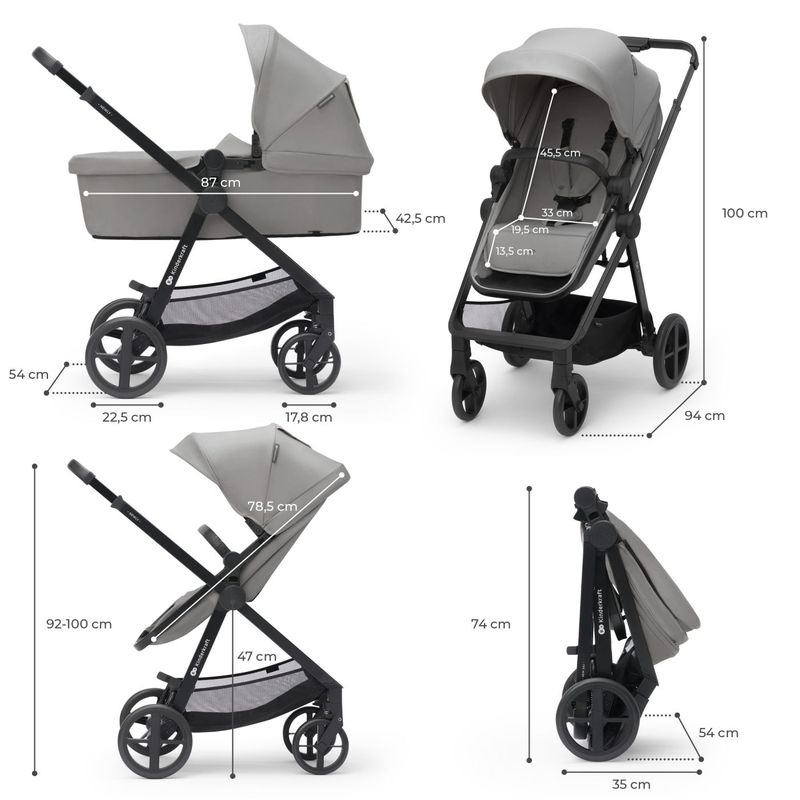 Jucarii, Copii si Bebe - Carucioare si articole de transport - Carucioare - Carucioare 3 in 1 - Carucior Kinderkraft newly, 3 in 1, light grey - Infinity.ro