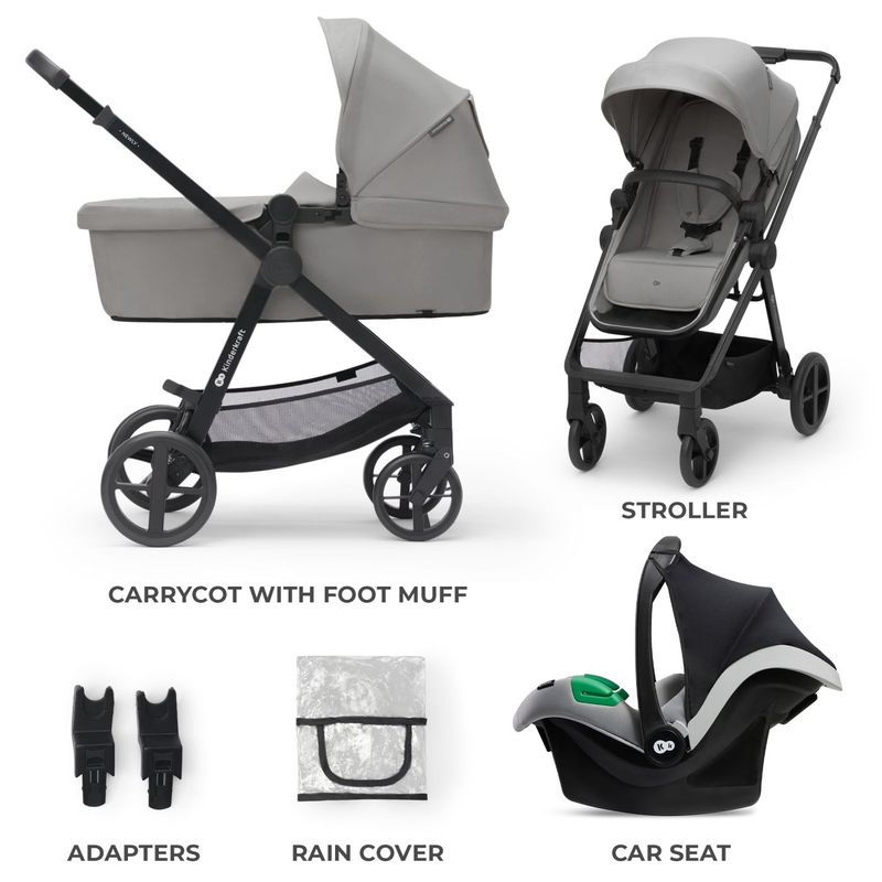 Jucarii, Copii si Bebe - Carucioare si articole de transport - Carucioare - Carucioare 3 in 1 - Carucior Kinderkraft newly, 3 in 1, light grey - Infinity.ro
