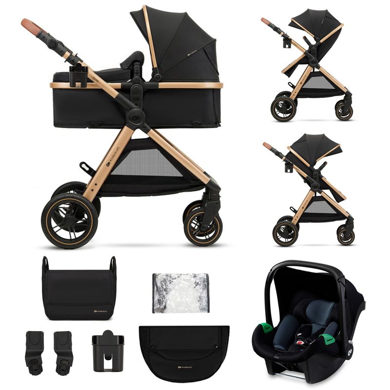 Jucarii, Copii si Bebe - Carucioare si articole de transport - Carucioare - Carucioare 3 in 1 - Carucior Kinderkraft esme, 3 in 1, pure black - Infinity.ro