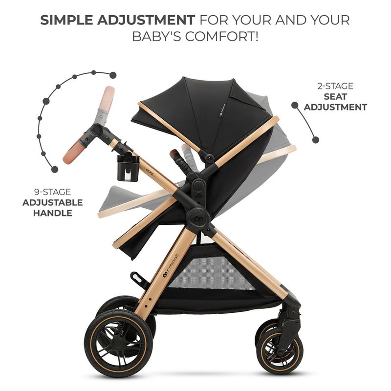 Jucarii, Copii si Bebe - Carucioare si articole de transport - Carucioare - Carucioare 3 in 1 - Carucior Kinderkraft esme, 3 in 1, pure black - Infinity.ro