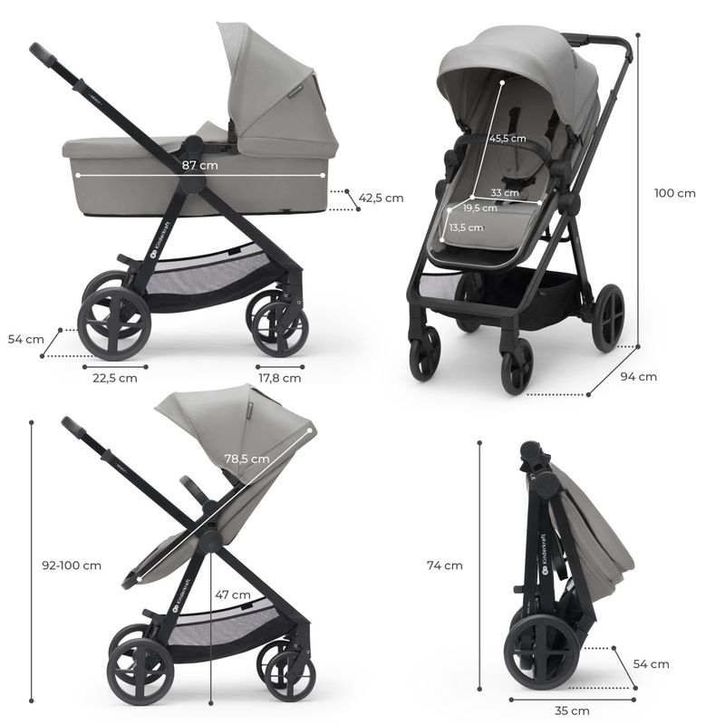 Jucarii, Copii si Bebe - Carucioare si articole de transport - Carucioare - Carucioare 3 in 1 - Carucior Kinderkraft newly, 4 in 1, moonlight grey - Infinity.ro
