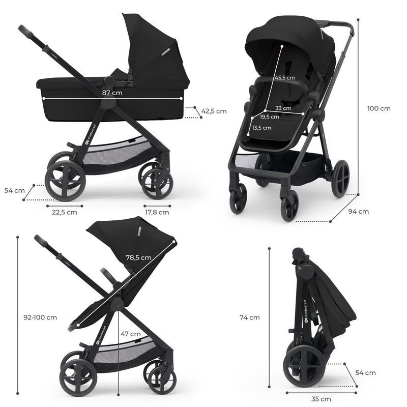 Jucarii, Copii si Bebe - Carucioare si articole de transport - Carucioare - Carucioare 3 in 1 - Carucior Kinderkraft newly, 4 in 1, classic black - Infinity.ro