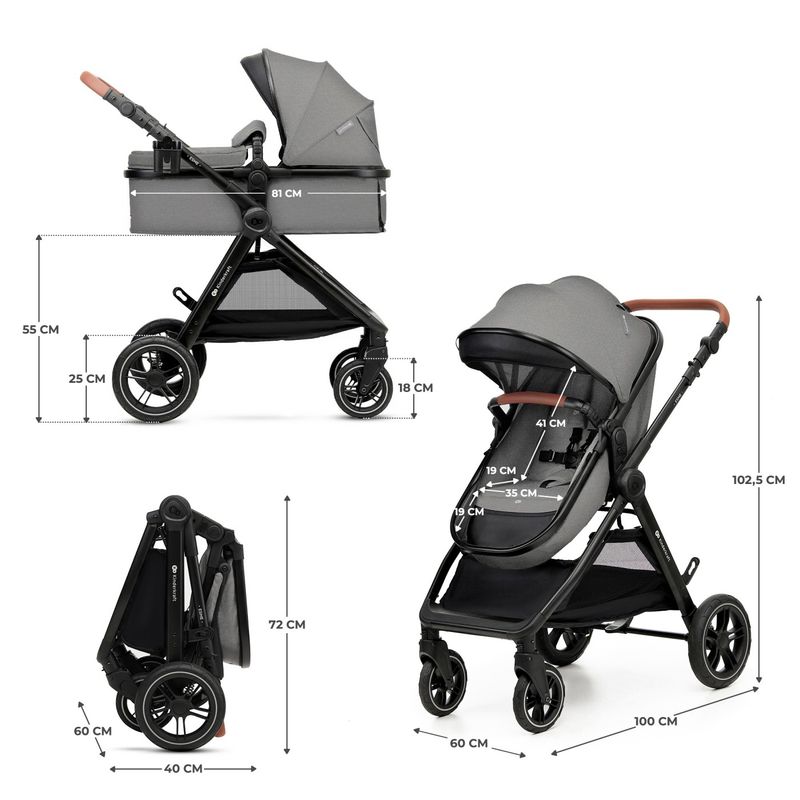 Jucarii, Copii si Bebe - Carucioare si articole de transport - Carucioare - Carucioare 3 in 1 - Carucior Kinderkraft esme, 3 in 1, moonlight grey - Infinity.ro