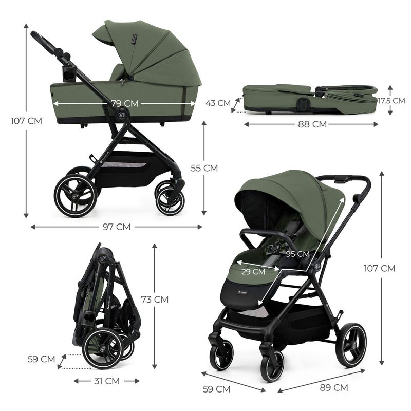 Jucarii, Copii si Bebe - Carucioare si articole de transport - Carucioare - Carucioare 3 in 1 - Carucior Kinderkraft yoxi 3in1 (mink pro) mistic green - Infinity.ro