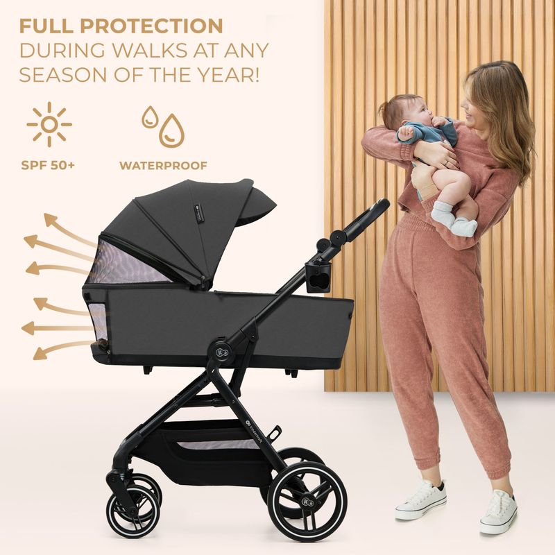 Jucarii, Copii si Bebe - Carucioare si articole de transport - Carucioare - Carucioare 3 in 1 - Carucior Kinderkraft yoxi 3in1 (mink pro) moon grey - Infinity.ro