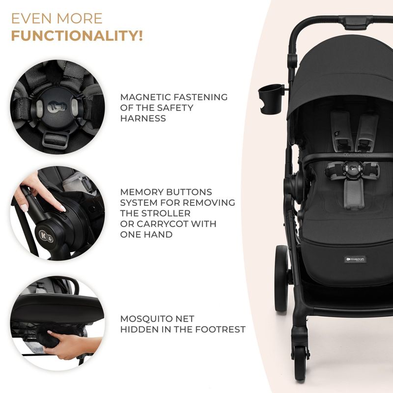 Jucarii, Copii si Bebe - Carucioare si articole de transport - Carucioare - Carucioare 3 in 1 - Carucior Kinderkraft yoxi 3in1 (mink pro) moon grey - Infinity.ro