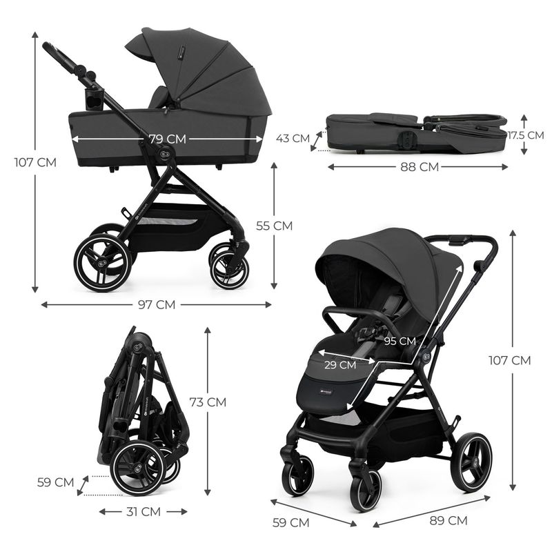 Jucarii, Copii si Bebe - Carucioare si articole de transport - Carucioare - Carucioare 3 in 1 - Carucior Kinderkraft yoxi 3in1 (mink pro) moon grey - Infinity.ro