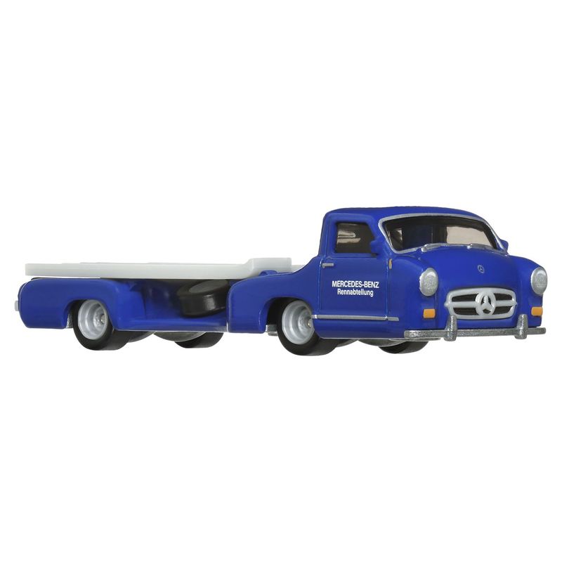 Jucarii, Copii si Bebe - Jucarii si jocuri - Vehicule si jucarii cu telecomanda - Masinute - Hot wheels transportator  mercedes-benz 55 blaues wunder cu masinuta mercedes-benz 300 sl scara 1:64 - Infinity.ro