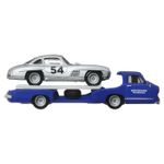 Jucarii, Copii si Bebe - Jucarii si jocuri - Vehicule si jucarii cu telecomanda - Masinute - Hot wheels transportator  mercedes-benz 55 blaues wunder cu masinuta mercedes-benz 300 sl scara 1:64 - Infinity.ro