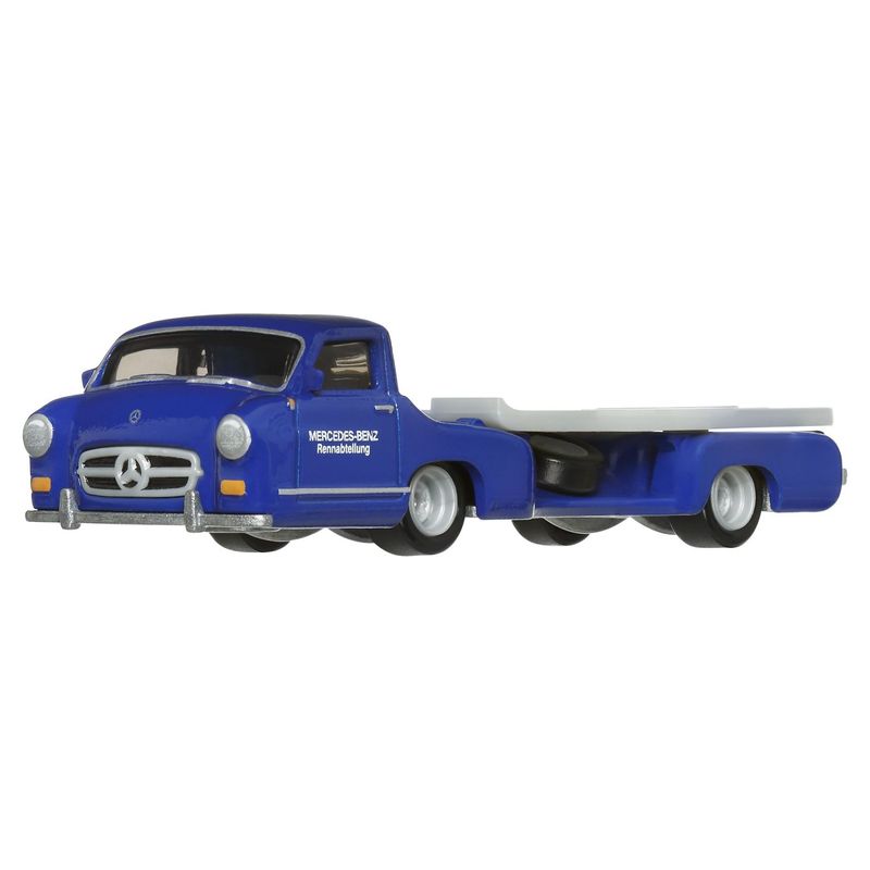 Jucarii, Copii si Bebe - Jucarii si jocuri - Vehicule si jucarii cu telecomanda - Masinute - Hot wheels transportator  mercedes-benz 55 blaues wunder cu masinuta mercedes-benz 300 sl scara 1:64 - Infinity.ro