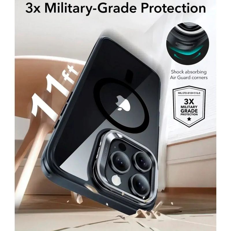 Laptop, Telefoane si Tablete - Telefoane mobile si accesorii - Accesorii Telefoane - Huse telefoane - Husa pentru iPhone 16 Pro - ESR Classic Hybrid HaloLock Kickstsi - Negru - Infinity.ro