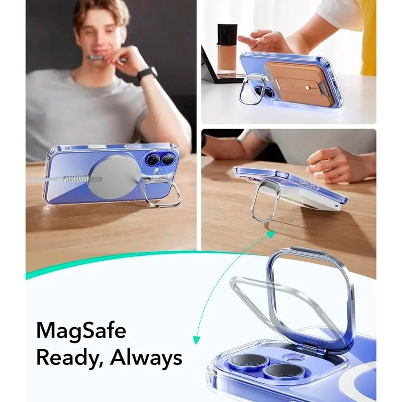 Laptop, Telefoane si Tablete - Telefoane mobile si accesorii - Accesorii Telefoane - Huse telefoane - Husa pentru iPhone 16 - ESR Classic Hybrid HaloLock Kickstsi - Transparent - Infinity.ro