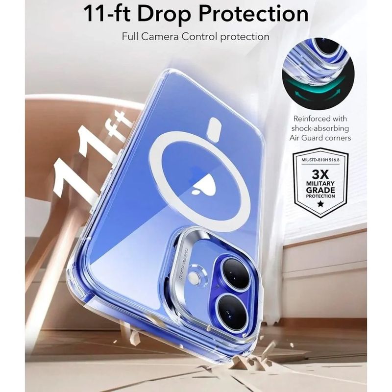 Laptop, Telefoane si Tablete - Telefoane mobile si accesorii - Accesorii Telefoane - Huse telefoane - Husa pentru iPhone 16 - ESR Classic Hybrid HaloLock Kickstsi - Transparent - Infinity.ro