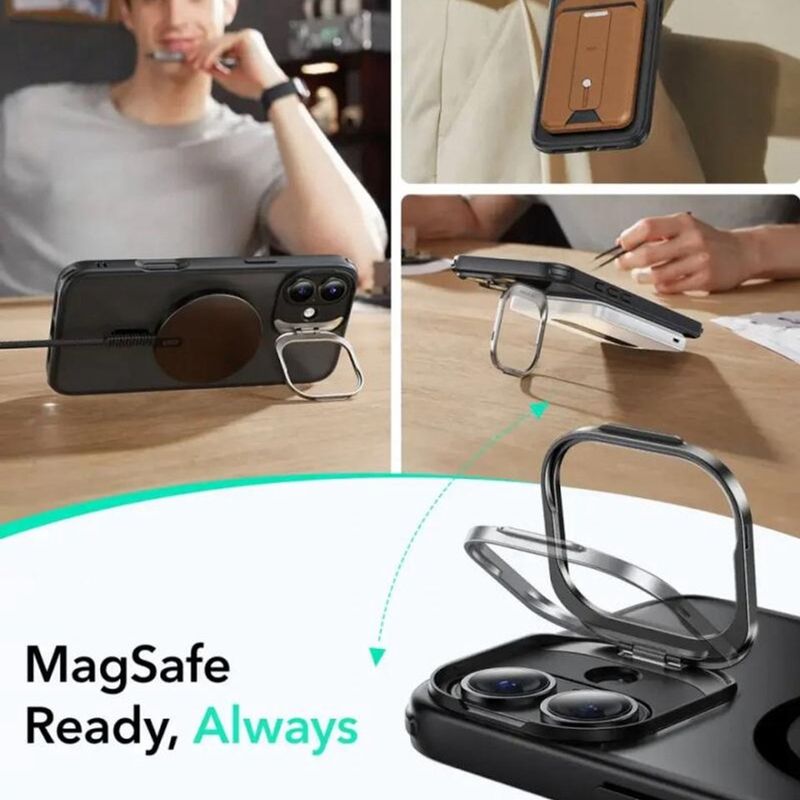 Laptop, Telefoane si Tablete - Telefoane mobile si accesorii - Accesorii Telefoane - Huse telefoane - Husa pentru iPhone 16 - ESR Classic Hybrid HaloLock Kickstsi - Negru - Infinity.ro