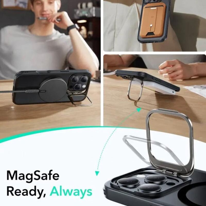 Laptop, Telefoane si Tablete - Telefoane mobile si accesorii - Accesorii Telefoane - Huse telefoane - Husa pentru iPhone 16 Pro - ESR Classic Hybrid HaloLock Kickstsi - Negru - Infinity.ro