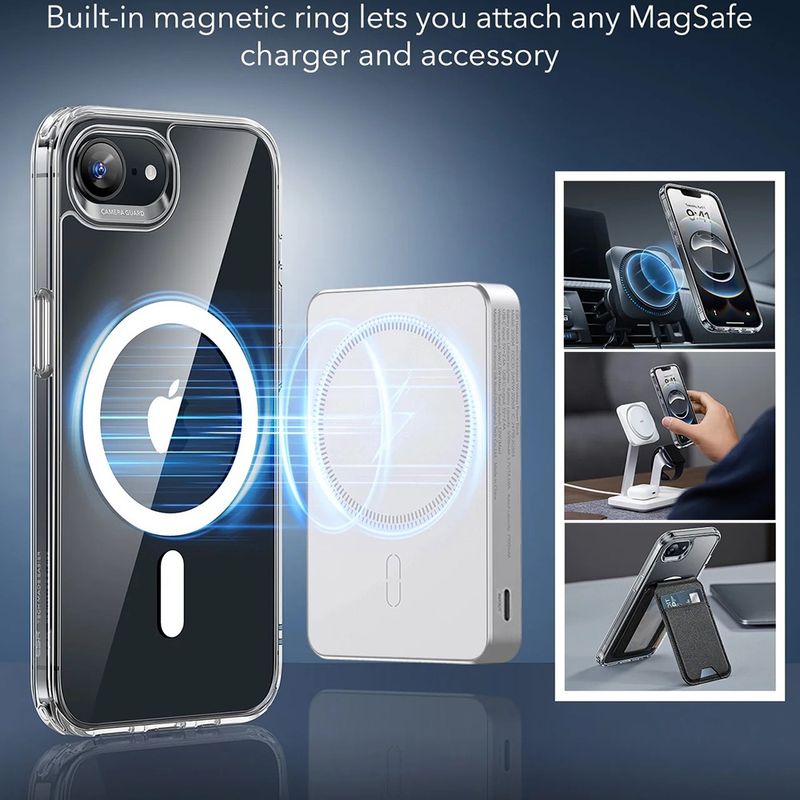 Laptop, Telefoane si Tablete - Telefoane mobile si accesorii - Accesorii Telefoane - Huse telefoane - Husa pentru iPhone 16e - ESR Classic Hybrid HaloLock - Transparent - Infinity.ro