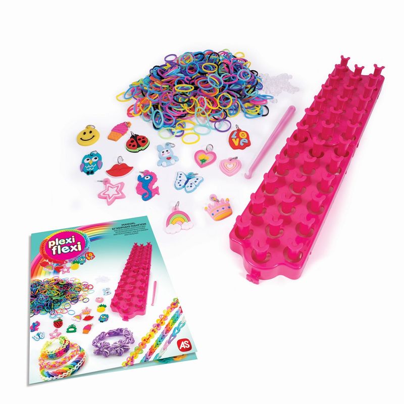 Jucarii, Copii si Bebe - Jucarii si jocuri - Jucarii & jocuri educative - Seturi de artizanat - Plexi flexi gherghef pentru impletit cu 800 elastice din cauciuc si 15 accesorii - Infinity.ro