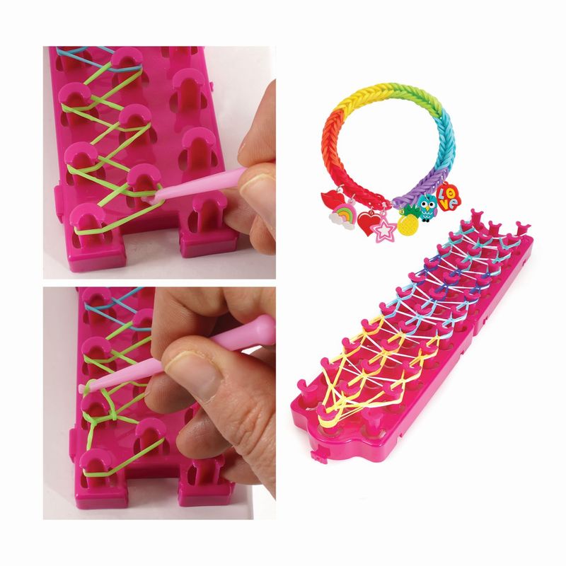 Jucarii, Copii si Bebe - Jucarii si jocuri - Jucarii & jocuri educative - Seturi de artizanat - Plexi flexi gherghef pentru impletit cu 800 elastice din cauciuc si 15 accesorii - Infinity.ro