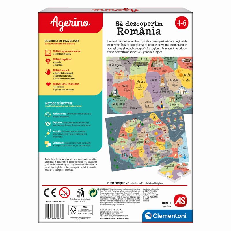 Jucarii, Copii si Bebe - Jucarii si jocuri - Jucarii & jocuri educative - Jocuri si jucarii educative - Agerino sa descoperim romania educativ - Infinity.ro