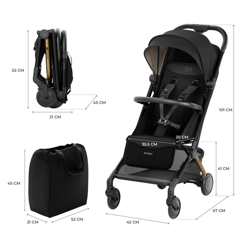 Jucarii, Copii si Bebe - Carucioare si articole de transport - Carucioare - Carucioare sport - Carucior sport Kinderkraft pilot 2, 0-22 kg, midnight black - Infinity.ro