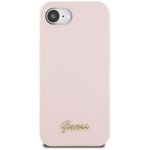 Laptop, Telefoane si Tablete - Telefoane mobile si accesorii - Accesorii Telefoane - Huse telefoane - Husa pentru iPhone 16e - Guess Silicone Script Metal Logo (GUHMPSE4SMBSLP) - Roz - Infinity.ro
