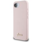Laptop, Telefoane si Tablete - Telefoane mobile si accesorii - Accesorii Telefoane - Huse telefoane - Husa pentru iPhone 16e - Guess Silicone Script Metal Logo (GUHMPSE4SMBSLP) - Roz - Infinity.ro