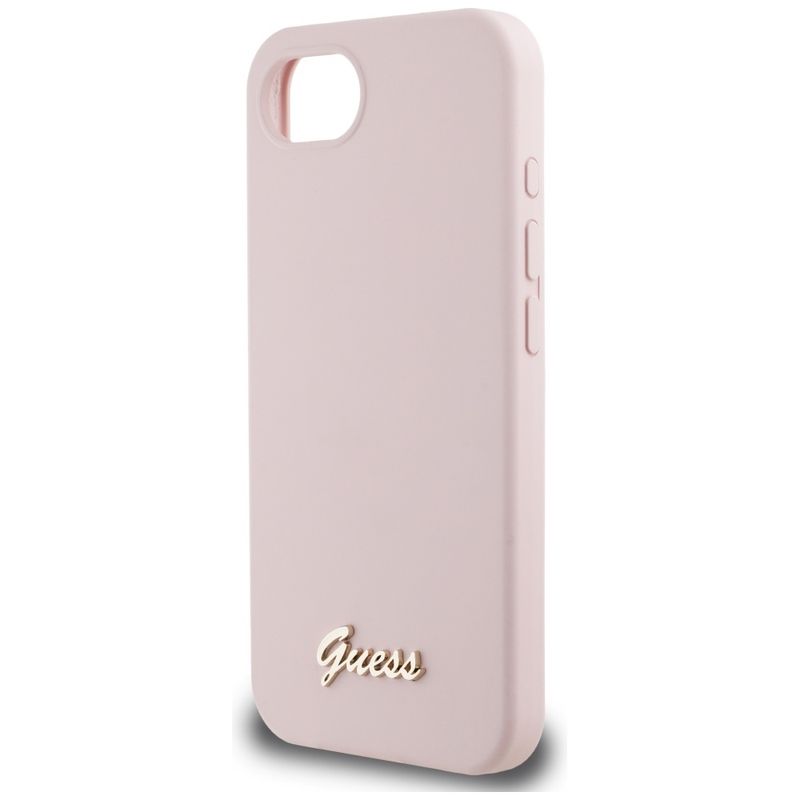 Laptop, Telefoane si Tablete - Telefoane mobile si accesorii - Accesorii Telefoane - Huse telefoane - Husa pentru iPhone 16e - Guess Silicone Script Metal Logo (GUHMPSE4SMBSLP) - Roz - Infinity.ro