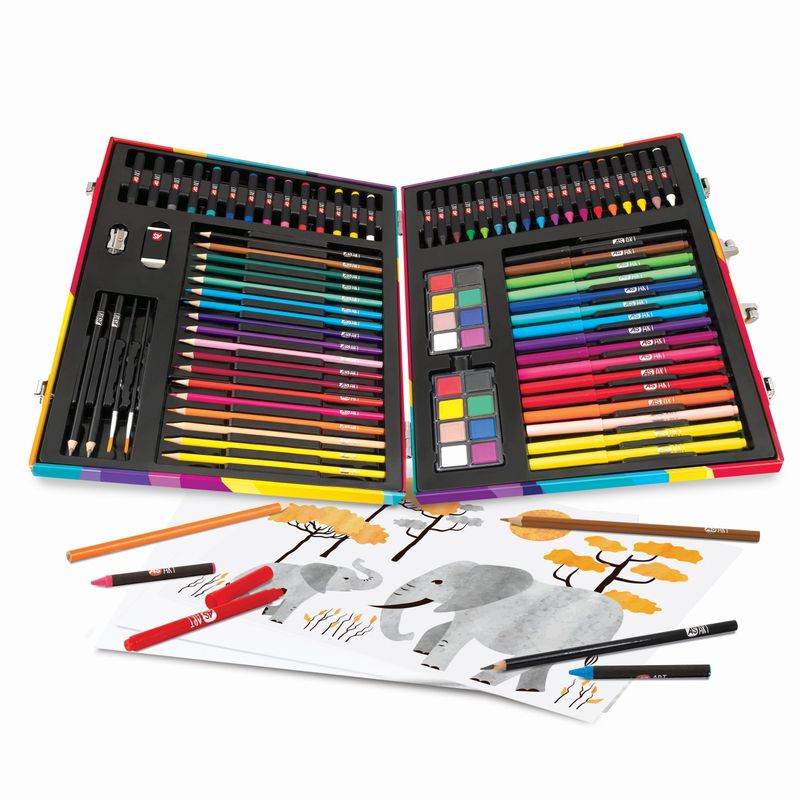 Jucarii, Copii si Bebe - Jucarii si jocuri - Jucarii & jocuri educative - Seturi pictura si desen - Husa pentru desen deluxe 100 accesorii - Infinity.ro