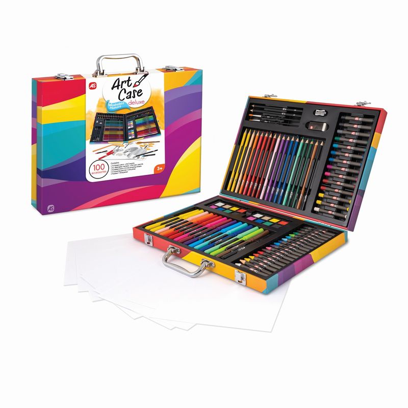 Jucarii, Copii si Bebe - Jucarii si jocuri - Jucarii & jocuri educative - Seturi pictura si desen - Husa pentru desen deluxe 100 accesorii - Infinity.ro