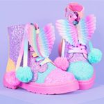 Fashion, accesorii si bijuterii - Copii - Incaltaminte copii - Ghete si cizme copii - Ghetute Madmia, pentru fete, cu aripi de zana, rainbow glitter, 28 EU - Infinity.ro