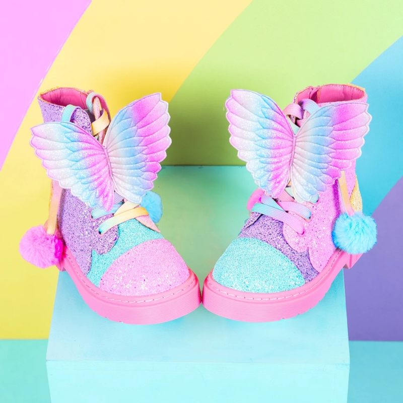 Fashion, accesorii si bijuterii - Copii - Incaltaminte copii - Ghete si cizme copii - Ghetute Madmia, pentru fete, cu aripi de zana, rainbow glitter, 28 EU - Infinity.ro
