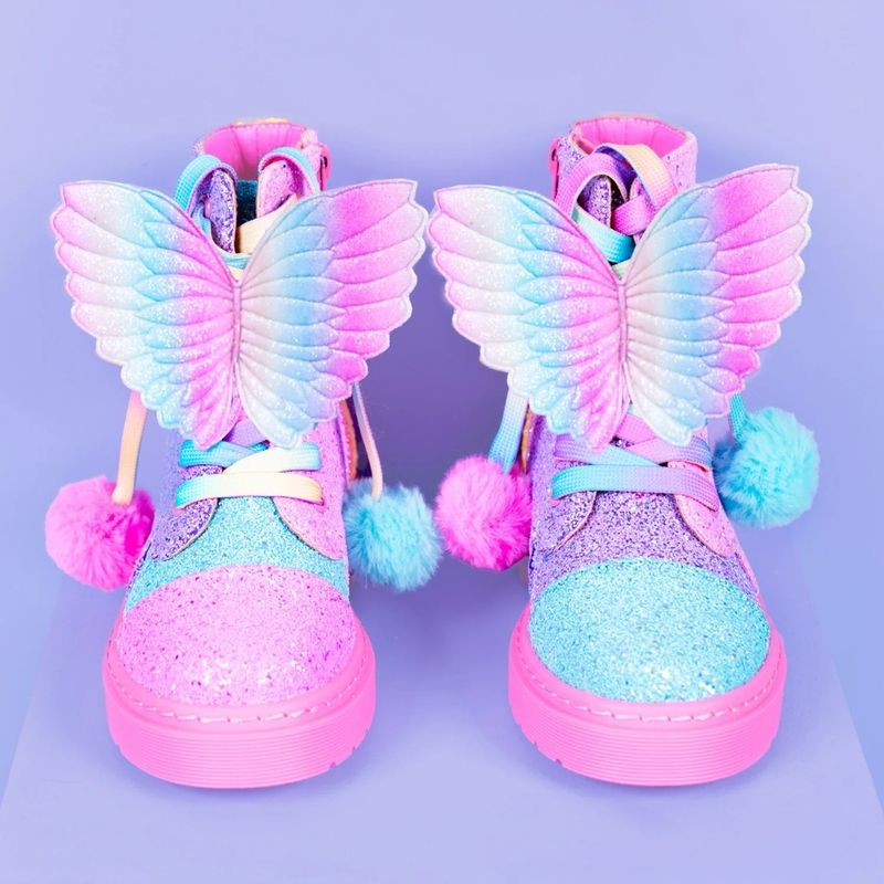 Fashion, accesorii si bijuterii - Copii - Incaltaminte copii - Ghete si cizme copii - Ghetute Madmia, pentru fete, cu aripi de zana, rainbow glitter, 28 EU - Infinity.ro