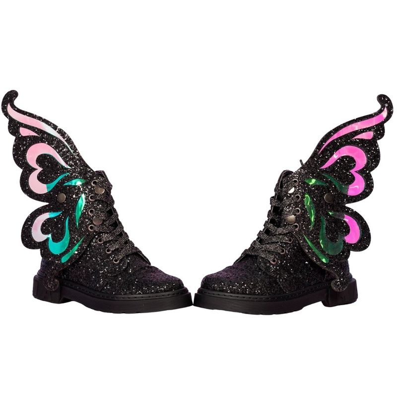 Fashion, accesorii si bijuterii - Copii - Incaltaminte copii - Ghete si cizme copii - Ghetute Madmia, pentru fete, cu aripi detasabile de zana, negru glitter, 32 EU - Infinity.ro