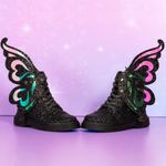 Fashion, accesorii si bijuterii - Copii - Incaltaminte copii - Ghete si cizme copii - Ghetute Madmia, pentru fete, cu aripi detasabile de zana, negru glitter, 32 EU - Infinity.ro