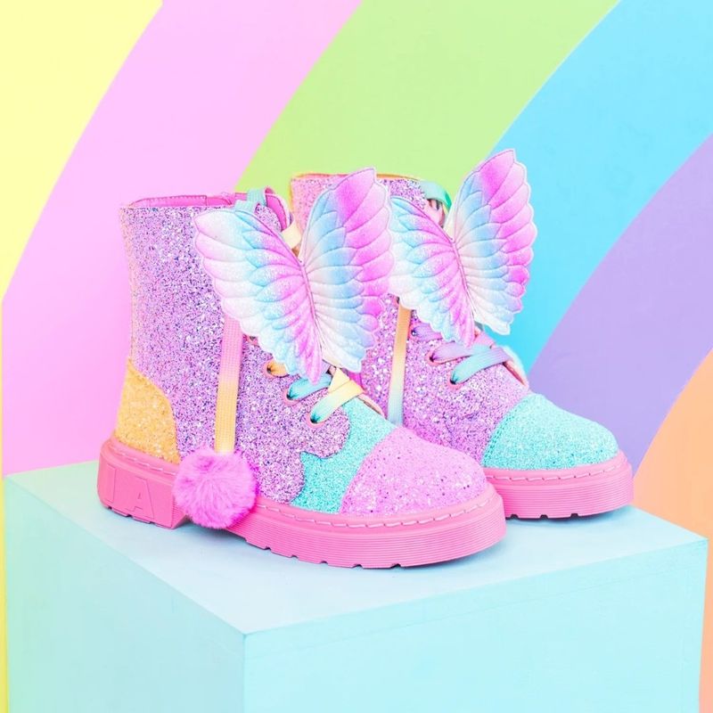 Fashion, accesorii si bijuterii - Copii - Incaltaminte copii - Ghete si cizme copii - Ghetute Madmia, pentru fete, cu aripi de zana, rainbow glitter, 34 EU - Infinity.ro