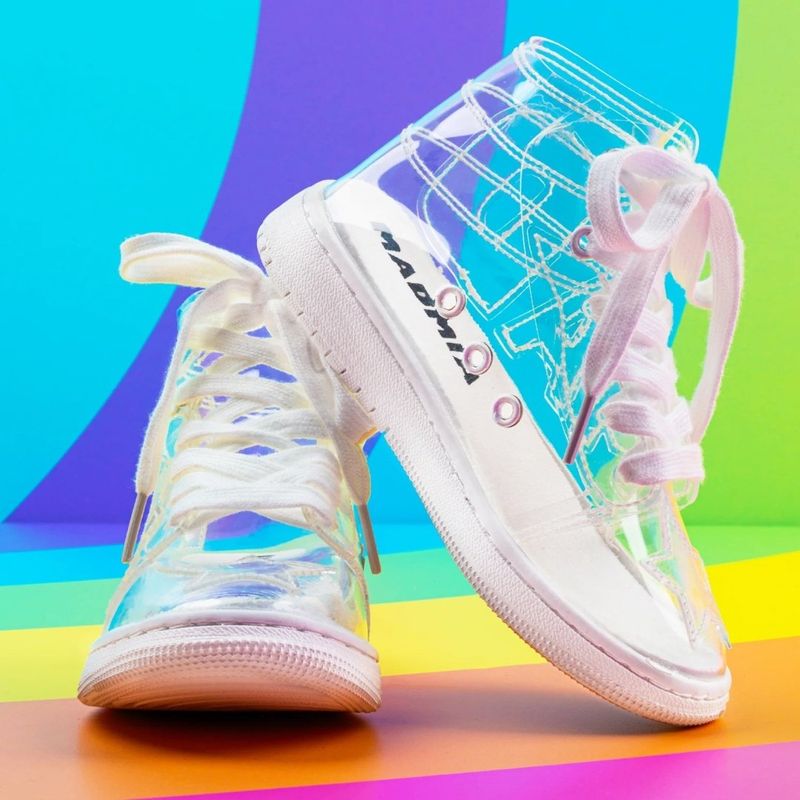 Fashion, accesorii si bijuterii - Copii - Incaltaminte copii - Ghete si cizme copii - Pantofi sport Madmia, pentru fete, Bubble Star, transparenti cu sireturi albe, 29 EU - Infinity.ro