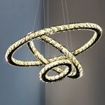 Casa si Gradina - Corpuri si surse de iluminat - Lustre si pendule - Lustra led suspendata cu telecomanda si cristal, 78w, 3 cercuri - Infinity.ro