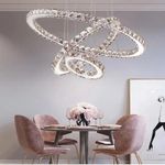 Casa si Gradina - Corpuri si surse de iluminat - Lustre si pendule - Lustra led suspendata cu telecomanda si cristal, 78w, 3 cercuri - Infinity.ro