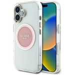 Laptop, Telefoane si Tablete - Telefoane mobile si accesorii - Accesorii Telefoane - Huse telefoane - Husa pentru iPhone 16 - Guess IML Metal ColoRosu Circle MagSafe (GUHMP16SHTDRCEDP) - Roz - Infinity.ro