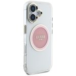 Laptop, Telefoane si Tablete - Telefoane mobile si accesorii - Accesorii Telefoane - Huse telefoane - Husa pentru iPhone 16 - Guess IML Metal ColoRosu Circle MagSafe (GUHMP16SHTDRCEDP) - Roz - Infinity.ro