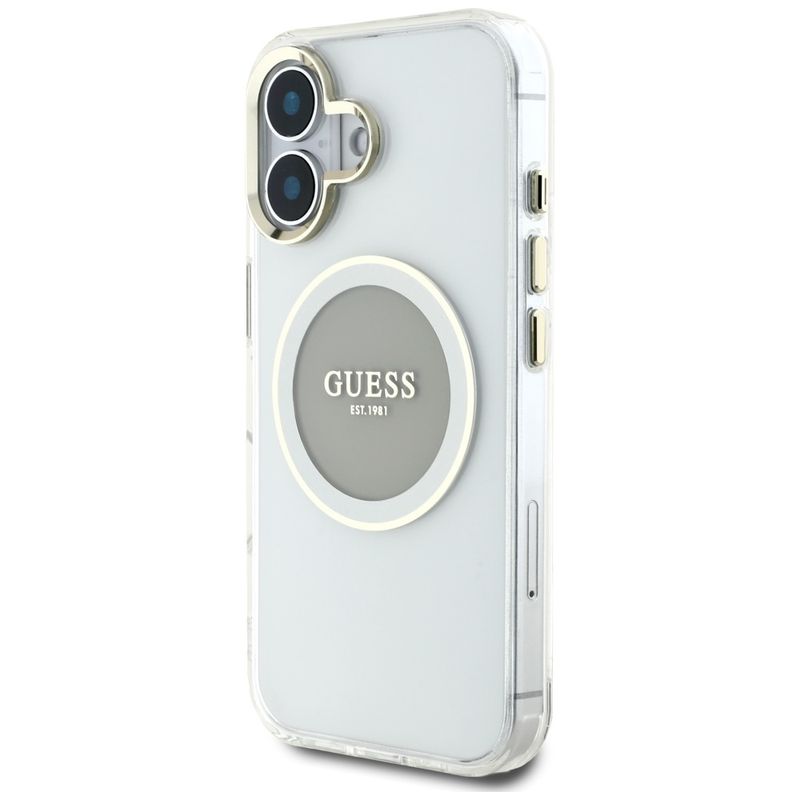 Laptop, Telefoane si Tablete - Telefoane mobile si accesorii - Accesorii Telefoane - Huse telefoane - Husa pentru iPhone 16 - Guess IML Metal ColoRosu Circle MagSafe (GUHMP16SHTDRCEDG) - Gri - Infinity.ro