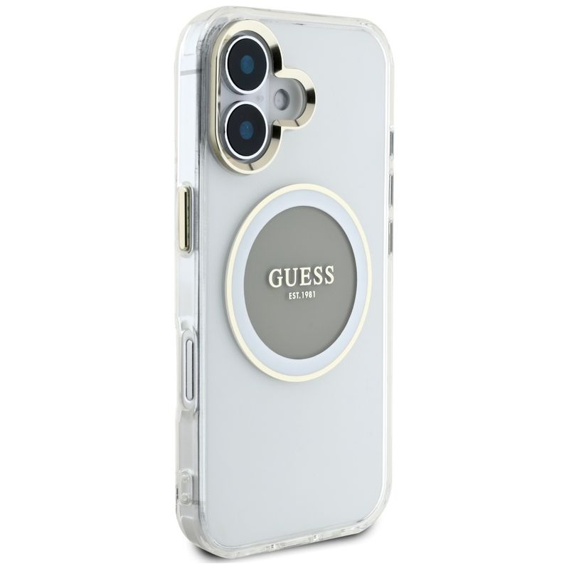 Laptop, Telefoane si Tablete - Telefoane mobile si accesorii - Accesorii Telefoane - Huse telefoane - Husa pentru iPhone 16 - Guess IML Metal ColoRosu Circle MagSafe (GUHMP16SHTDRCEDG) - Gri - Infinity.ro