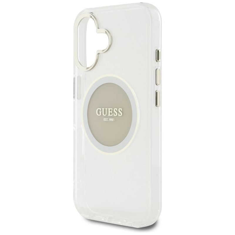 Laptop, Telefoane si Tablete - Telefoane mobile si accesorii - Accesorii Telefoane - Huse telefoane - Husa pentru iPhone 16 - Guess IML Metal ColoRosu Circle MagSafe (GUHMP16SHTDRCEDG) - Gri - Infinity.ro