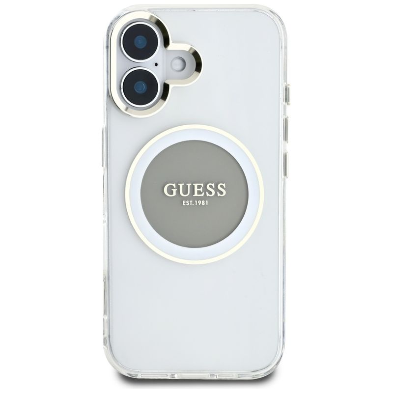 Laptop, Telefoane si Tablete - Telefoane mobile si accesorii - Accesorii Telefoane - Huse telefoane - Husa pentru iPhone 16 - Guess IML Metal ColoRosu Circle MagSafe (GUHMP16SHTDRCEDG) - Gri - Infinity.ro