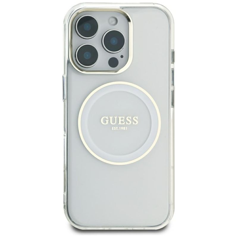 Laptop, Telefoane si Tablete - Telefoane mobile si accesorii - Accesorii Telefoane - Huse telefoane - Husa pentru iPhone 16 Pro Max - Guess IML Metal ColoRosu Circle MagSafe (GUHMP16XHTDRCEDH) - Alb - Infinity.ro