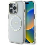 Laptop, Telefoane si Tablete - Telefoane mobile si accesorii - Accesorii Telefoane - Huse telefoane - Husa pentru iPhone 16 Pro Max - Guess IML Metal ColoRosu Circle MagSafe (GUHMP16XHTDRCEDH) - Alb - Infinity.ro